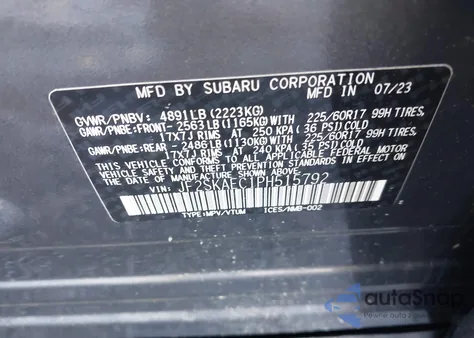 2023 Subaru Forester Premium from USA, damaged, VIN JF2SKAEC1PH515792